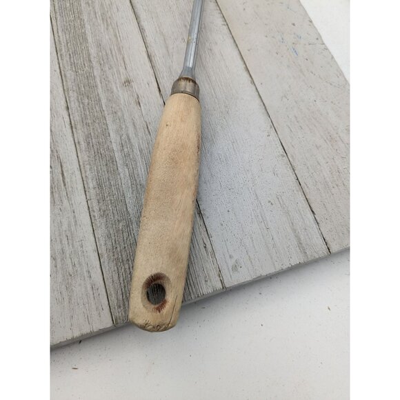 Vintage EKCO A&J Slotted Serving spoon Wood Handle 12" - Picture 3 of 9